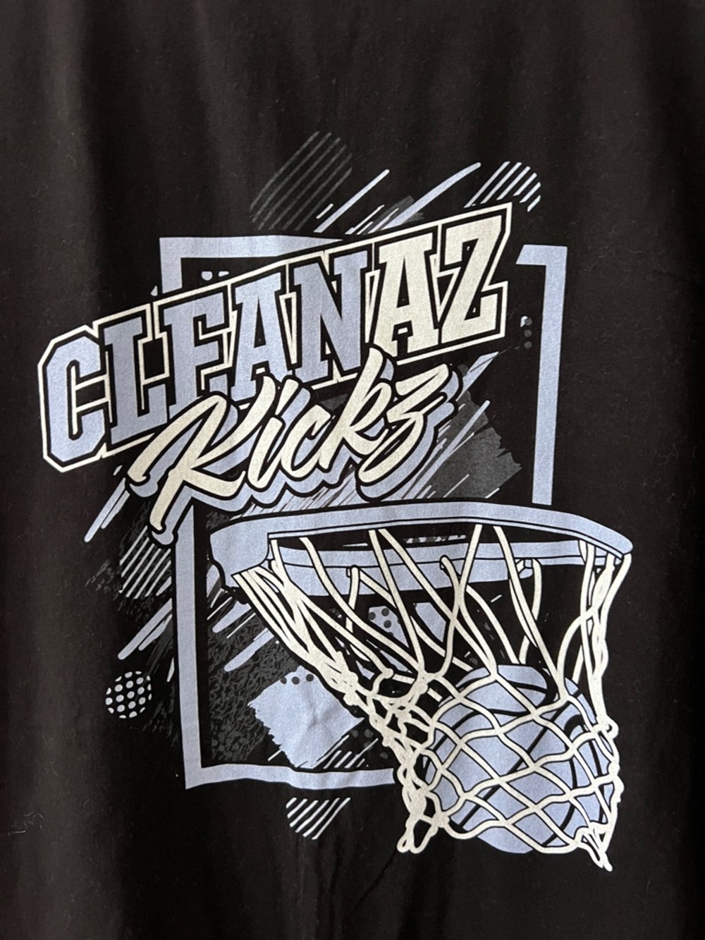 Champion Black Tee with Blue & Red Logo